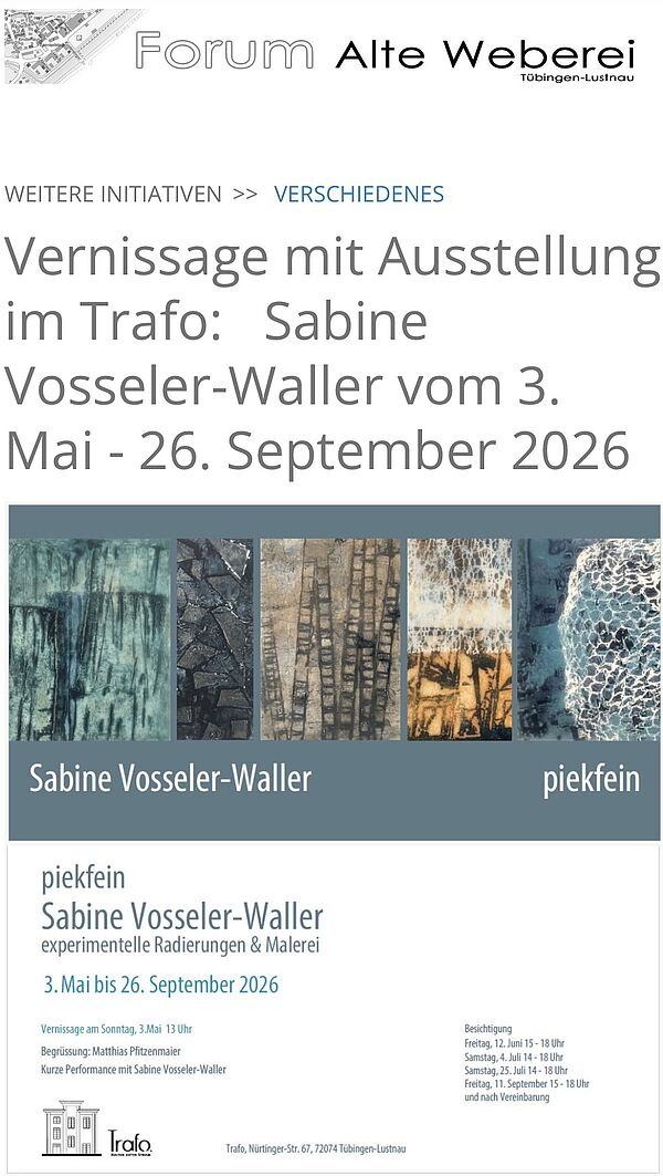 Ausstellung in der alten Weberei Tübingen
